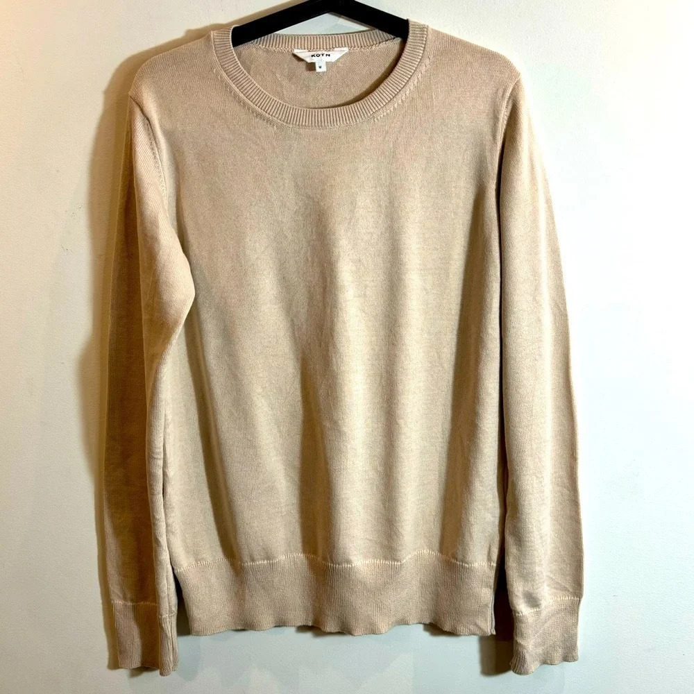 KTON Sz M 100% Organic Cotton Simple Crew Neck Minimalist Contemporary Sweater